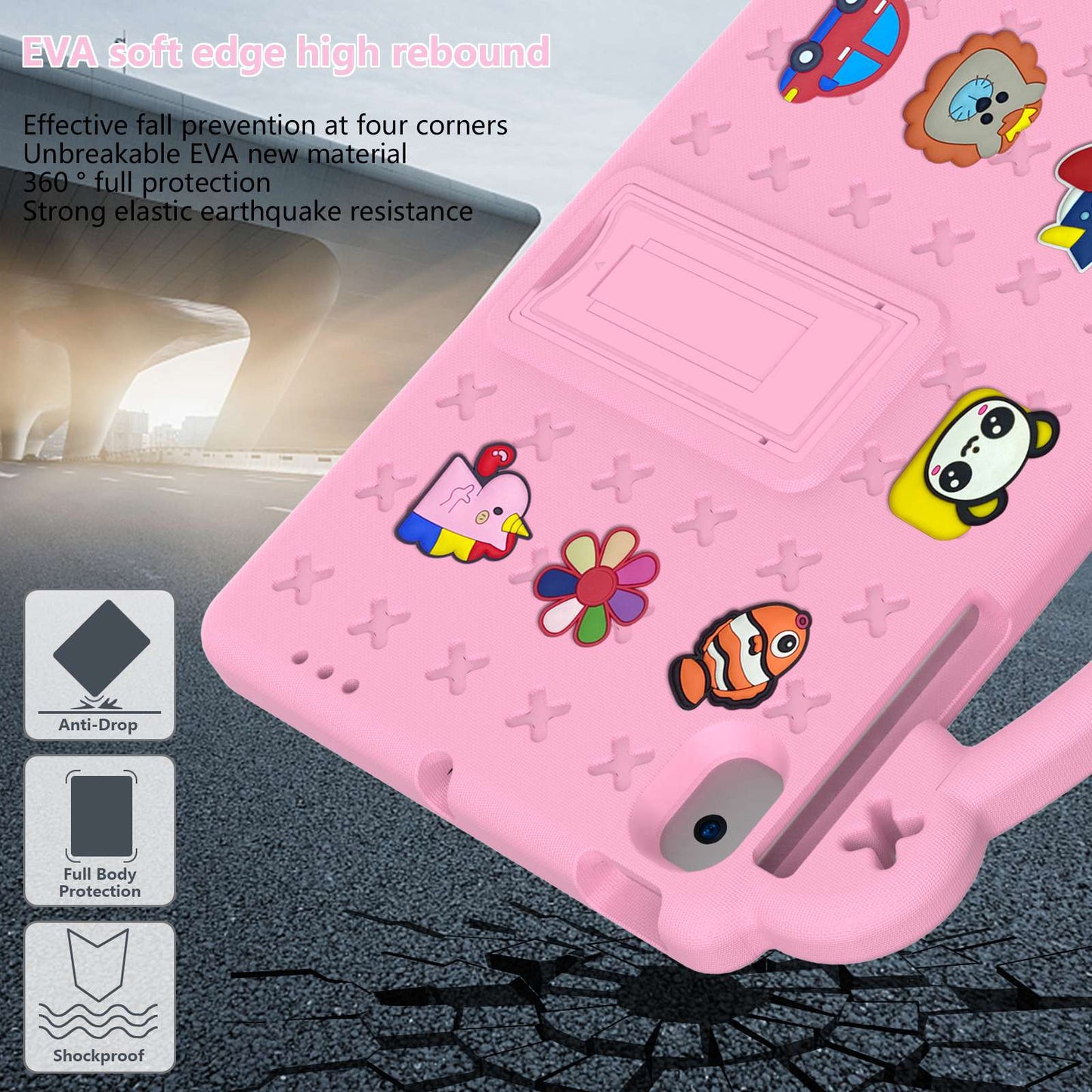 For Samsung Galaxy Tab A8 10.5 (2021) Portable EVA Case Shockproof Tablet Cover Anti-Scratch Case with Kickstand