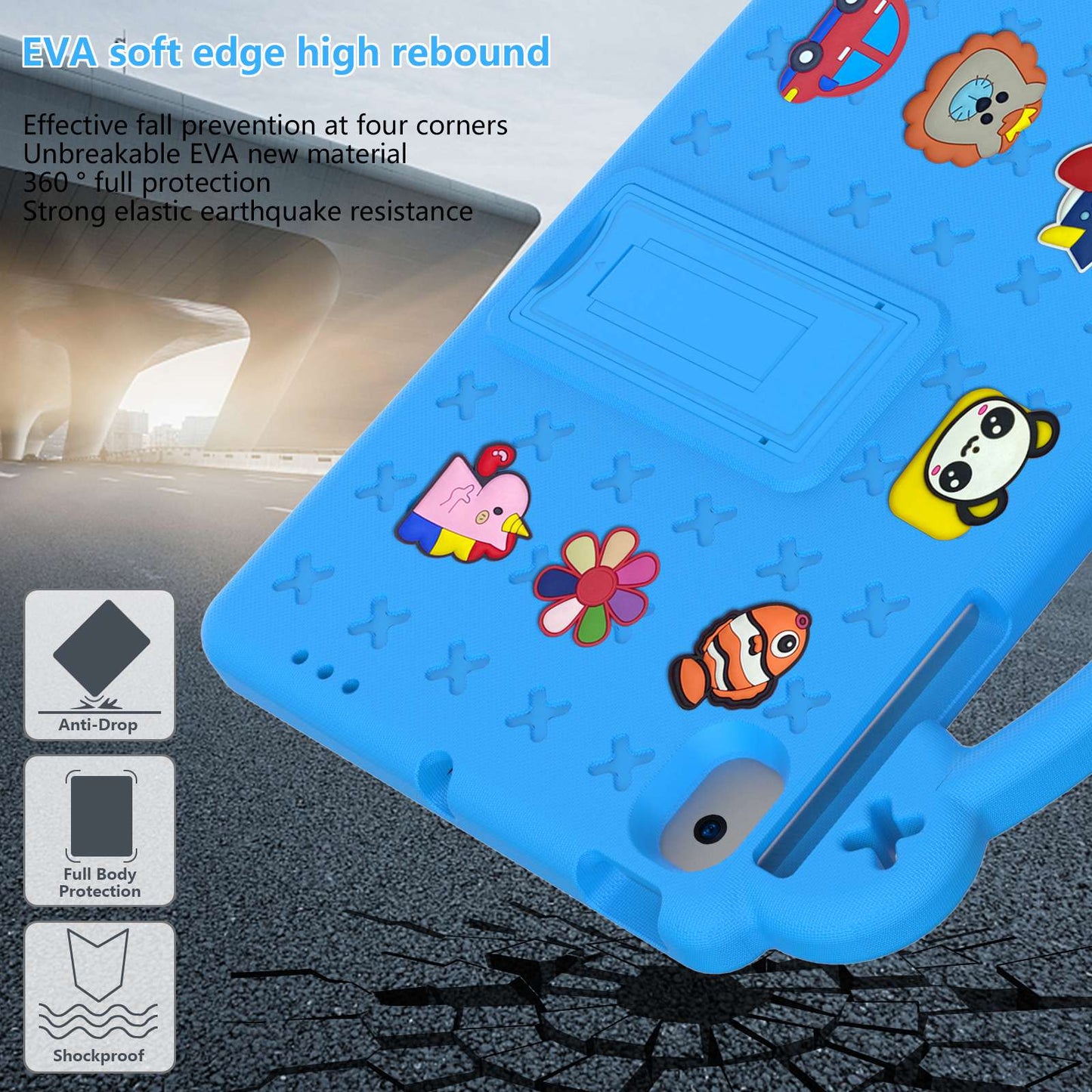 For Samsung Galaxy Tab A8 10.5 (2021) Portable EVA Case Shockproof Tablet Cover Anti-Scratch Case with Kickstand