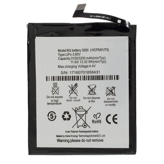 For BQ Aquaris X5 Plus 3.85V 3100mAh Rechargeable Li-ion Polymer Battery Replacement Part (without Logo)