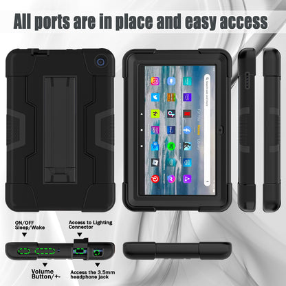 For Amazon Fire 7 (2022) Robot Style Silicone + PC Tablet Case Color Contrast Drop-proof Kickstand Protective Case