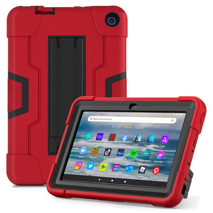 For Amazon Fire 7 (2022) Robot Style Silicone + PC Tablet Case Color Contrast Drop-proof Kickstand Protective Case