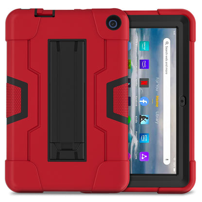 For Amazon Fire 7 (2022) Robot Style Silicone + PC Tablet Case Color Contrast Drop-proof Kickstand Protective Case