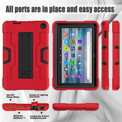 For Amazon Fire 7 (2022) Robot Style Silicone + PC Tablet Case Color Contrast Drop-proof Kickstand Protective Case