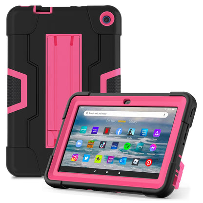 For Amazon Fire 7 (2022) Robot Style Silicone + PC Tablet Case Color Contrast Drop-proof Kickstand Protective Case