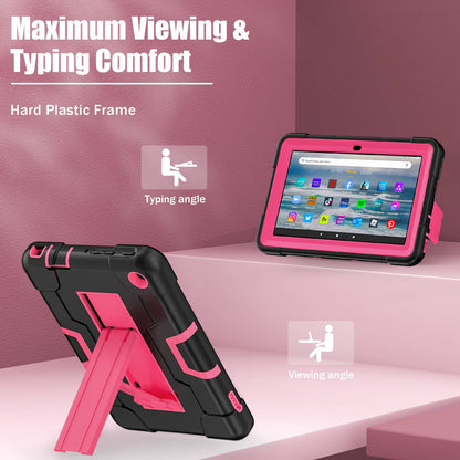 For Amazon Fire 7 (2022) Robot Style Silicone + PC Tablet Case Color Contrast Drop-proof Kickstand Protective Case