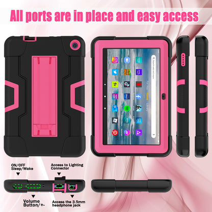 For Amazon Fire 7 (2022) Robot Style Silicone + PC Tablet Case Color Contrast Drop-proof Kickstand Protective Case