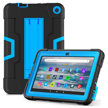 For Amazon Fire 7 (2022) Robot Style Silicone + PC Tablet Case Color Contrast Drop-proof Kickstand Protective Case