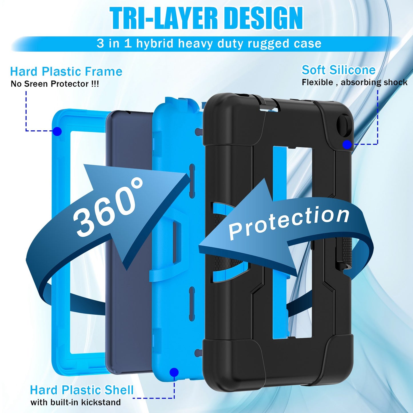 For Amazon Fire 7 (2022) Robot Style Silicone + PC Tablet Case Color Contrast Drop-proof Kickstand Protective Case