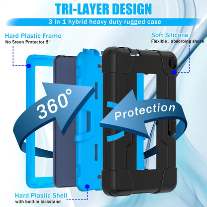 For Amazon Fire 7 (2022) Robot Style Silicone + PC Tablet Case Color Contrast Drop-proof Kickstand Protective Case