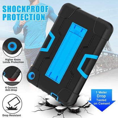 For Amazon Fire 7 (2022) Robot Style Silicone + PC Tablet Case Color Contrast Drop-proof Kickstand Protective Case