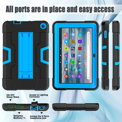 For Amazon Fire 7 (2022) Robot Style Silicone + PC Tablet Case Color Contrast Drop-proof Kickstand Protective Case