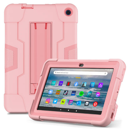 For Amazon Fire 7 (2022) Robot Style Silicone + PC Tablet Case Color Contrast Drop-proof Kickstand Protective Case