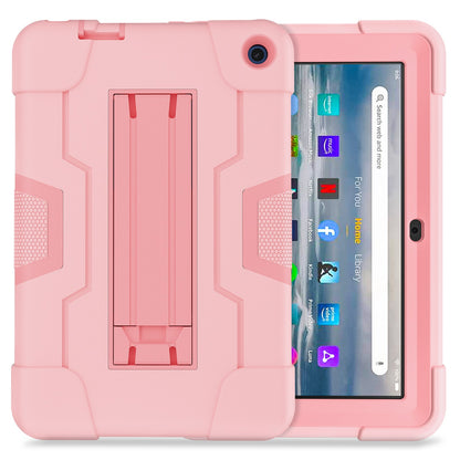 For Amazon Fire 7 (2022) Robot Style Silicone + PC Tablet Case Color Contrast Drop-proof Kickstand Protective Case