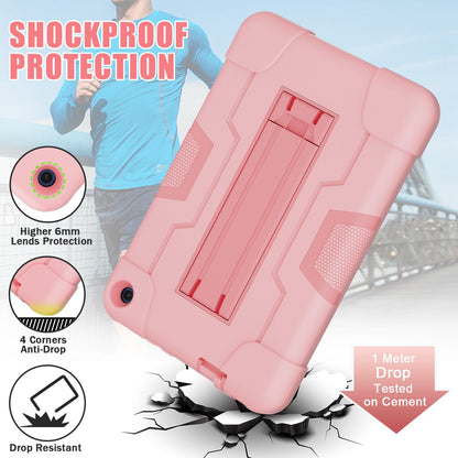 For Amazon Fire 7 (2022) Robot Style Silicone + PC Tablet Case Color Contrast Drop-proof Kickstand Protective Case