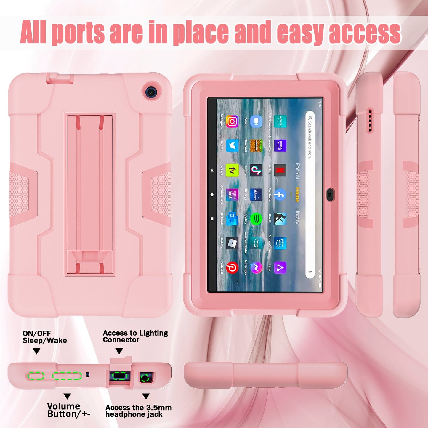 For Amazon Fire 7 (2022) Robot Style Silicone + PC Tablet Case Color Contrast Drop-proof Kickstand Protective Case