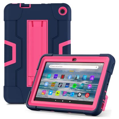 For Amazon Fire 7 (2022) Robot Style Silicone + PC Tablet Case Color Contrast Drop-proof Kickstand Protective Case