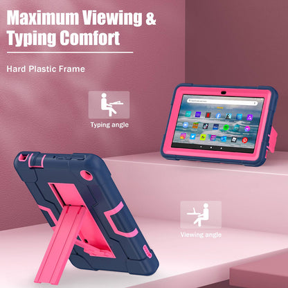 For Amazon Fire 7 (2022) Robot Style Silicone + PC Tablet Case Color Contrast Drop-proof Kickstand Protective Case