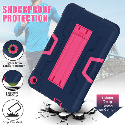 For Amazon Fire 7 (2022) Robot Style Silicone + PC Tablet Case Color Contrast Drop-proof Kickstand Protective Case