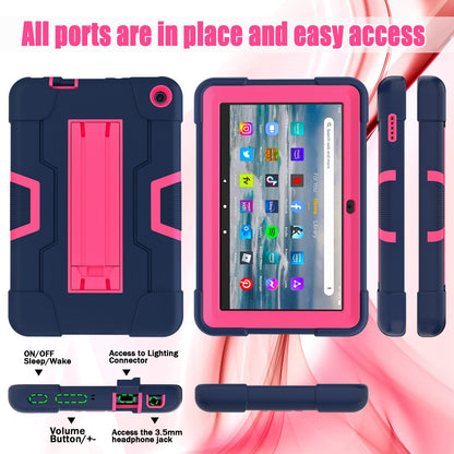 For Amazon Fire 7 (2022) Robot Style Silicone + PC Tablet Case Color Contrast Drop-proof Kickstand Protective Case