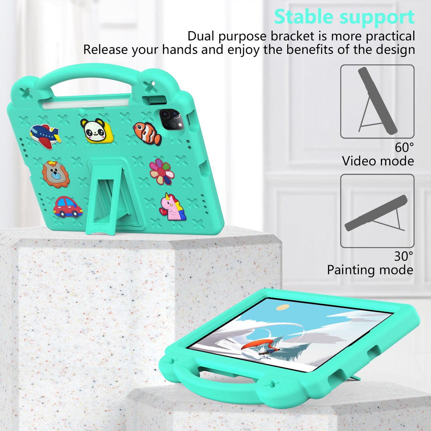 For iPad Pro 11-inch (2021) / (2020) / (2018) / iPad Air (2022) / (2020) Hand Grip EVA Case Shockproof Kickstand Tablet Protective Cover