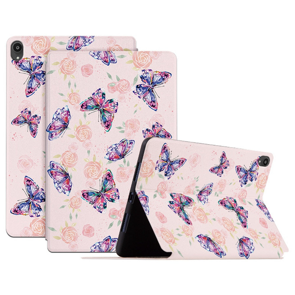 For Lenovo Tab P11 / P11 Plus Butterfly Printed Butterfly Printed Protective Cover Anti-Scratch PU Leather Stand Case Shockproof Tablet Shell