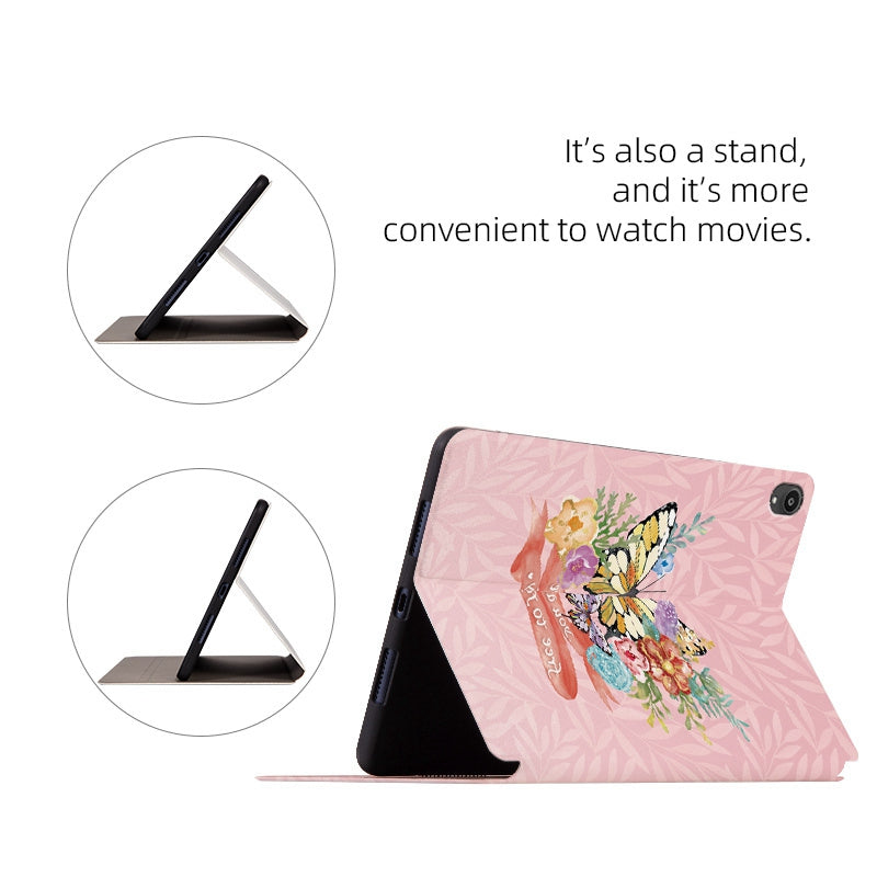 For Lenovo Tab P11 / P11 Plus Butterfly Printed Butterfly Printed Protective Cover Anti-Scratch PU Leather Stand Case Shockproof Tablet Shell