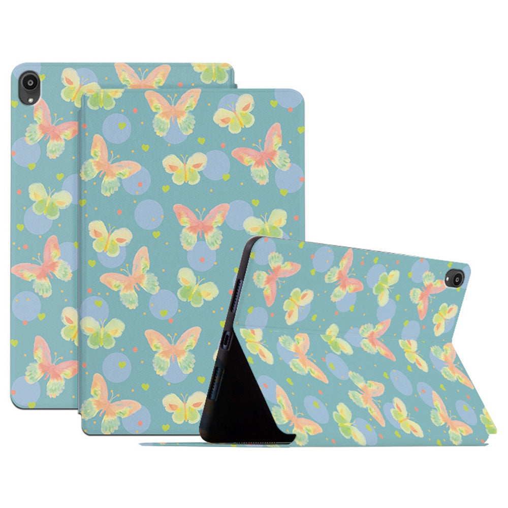 For Lenovo Tab P11 / P11 Plus Butterfly Printed Butterfly Printed Protective Cover Anti-Scratch PU Leather Stand Case Shockproof Tablet Shell