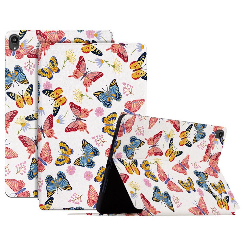 For Lenovo Tab P11 / P11 Plus Butterfly Printed Butterfly Printed Protective Cover Anti-Scratch PU Leather Stand Case Shockproof Tablet Shell