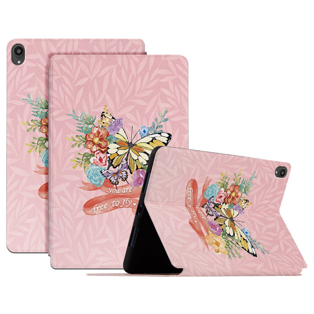 For Lenovo Tab P11 / P11 Plus Butterfly Printed Butterfly Printed Protective Cover Anti-Scratch PU Leather Stand Case Shockproof Tablet Shell