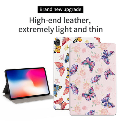 For Lenovo Tab P11 / P11 Plus Butterfly Printed Butterfly Printed Protective Cover Anti-Scratch PU Leather Stand Case Shockproof Tablet Shell