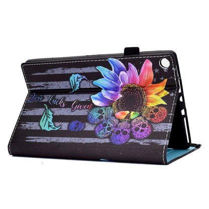 For Amazon Fire HD 8 (2016) / (2017) / (2018) Elastic Band Closure Drop-proof Tablet Stand Case Pattern Printing Card Slots Design PU Leather Cover