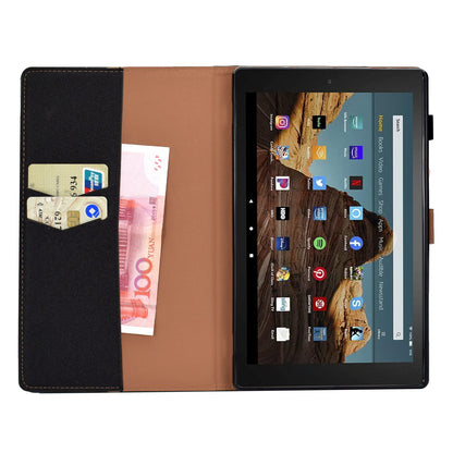 For Amazon Fire HD 8 (2016) / (2017) / (2018) Solid Color Stitching Line Tablet Stand Wallet Case PU Leather Shockproof Cover