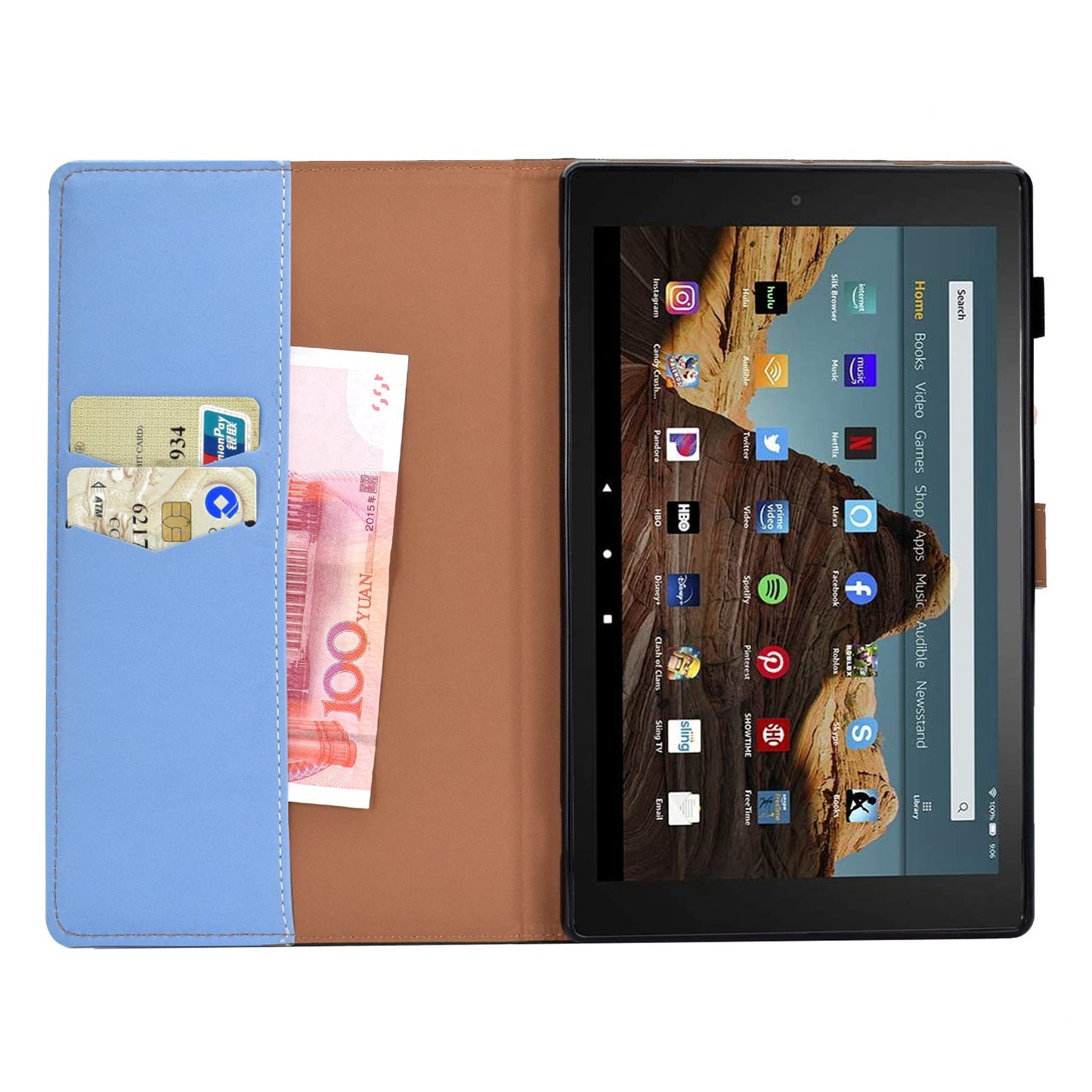 For Amazon Fire HD 8 (2016) / (2017) / (2018) Solid Color Stitching Line Tablet Stand Wallet Case PU Leather Shockproof Cover