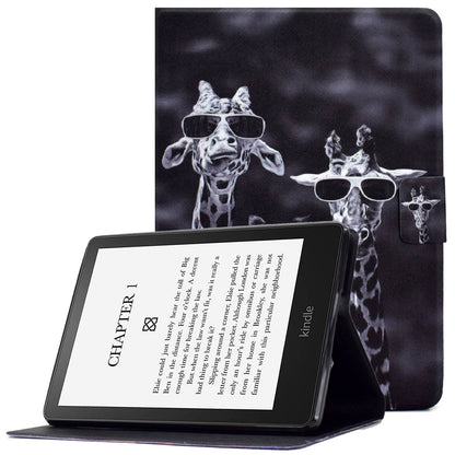 For Amazon Kindle Paperwhite 5 (2021) Pattern Printing Tablet Case PU Leather Card Slots Stand Cover Magnetic Shell Cover