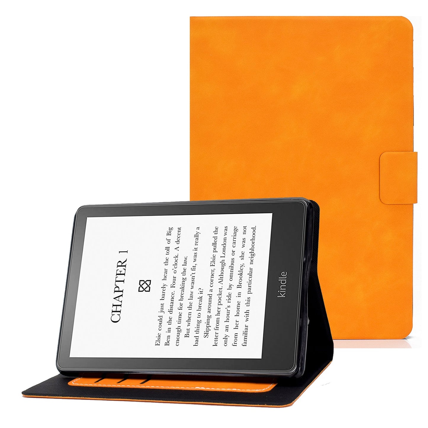 For Amazon Kindle Paperwhite 5 (2021) Solid Color Cowhide Texture PU Leather Stand Cover Card Slots Design Drop-proof Case