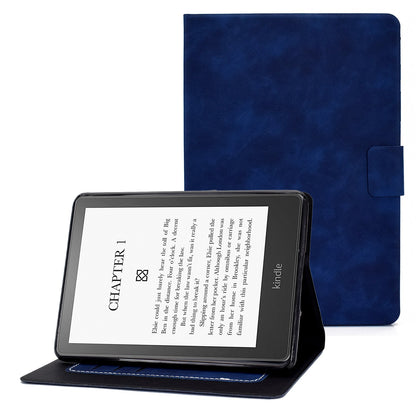 For Amazon Kindle Paperwhite 5 (2021) Solid Color Cowhide Texture PU Leather Stand Cover Card Slots Design Drop-proof Case