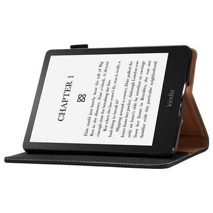 For Amazon Kindle Paperwhite 5 (2021) Solid Color Magnetic Clasp Stand Case PU Leather Shockproof Cover with Card Slots