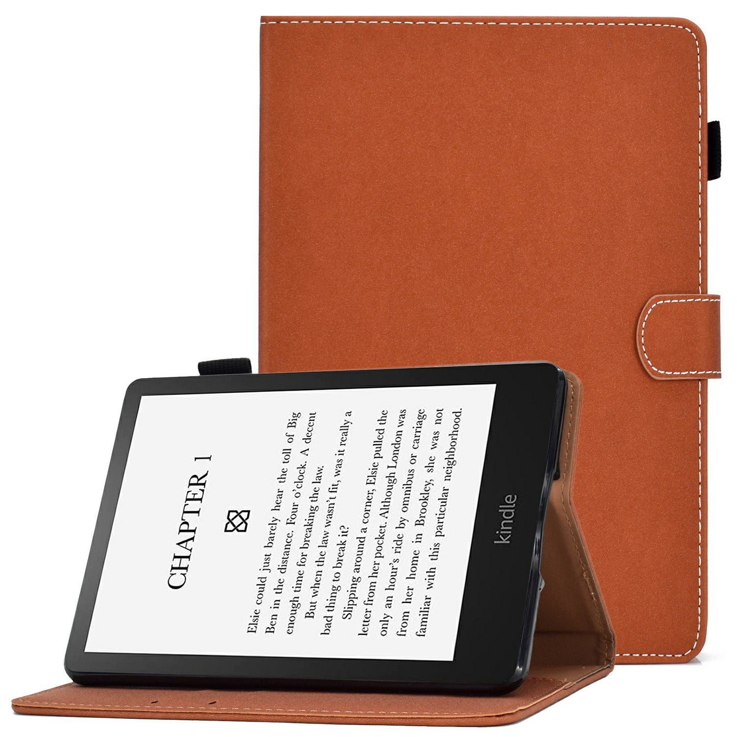 For Amazon Kindle Paperwhite 5 (2021) Solid Color Magnetic Clasp Stand Case PU Leather Shockproof Cover with Card Slots