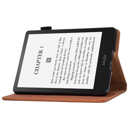 For Amazon Kindle Paperwhite 5 (2021) Solid Color Magnetic Clasp Stand Case PU Leather Shockproof Cover with Card Slots