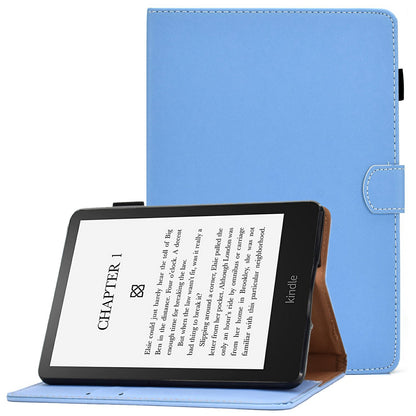 For Amazon Kindle Paperwhite 5 (2021) Solid Color Magnetic Clasp Stand Case PU Leather Shockproof Cover with Card Slots