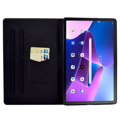 For Lenovo M10 FHD REL / Tab M10 Plus TB-X606F Pattern Printing Tablet Case Card Holder PU Leather Stand Cover