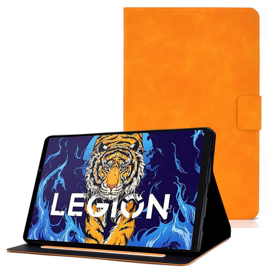 For Lenovo Legion Y700 TB-9707F Anti-Drop Tablet Case Cowhide Texture PU Leather Folio Flip Cover Well-Protection Stand Case with Card Holder