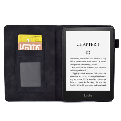 For Amazon Kindle Paperwhite 5 (2021) Love Heart Imprinted PU Leather Flip Stand Case Solid Color Card Holder Protective Cover