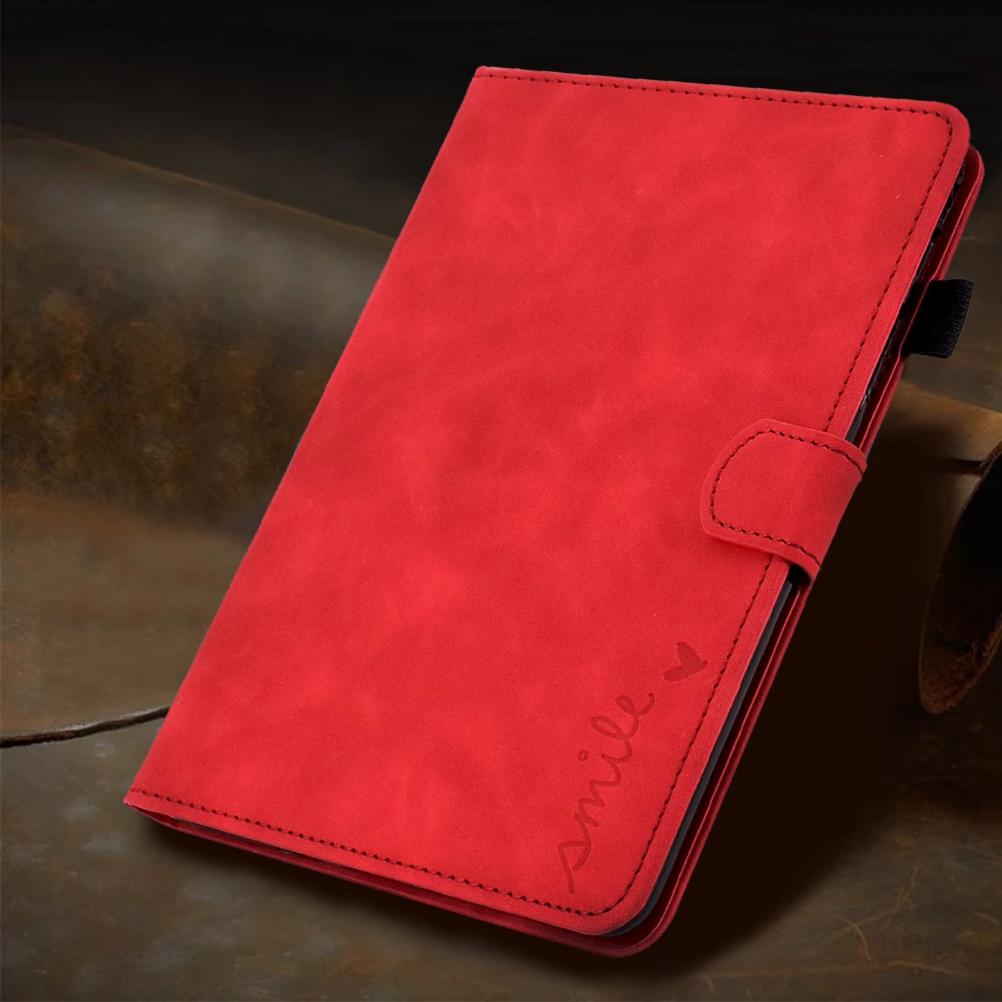 For Amazon Kindle Paperwhite 5 (2021) Love Heart Imprinted PU Leather Flip Stand Case Solid Color Card Holder Protective Cover