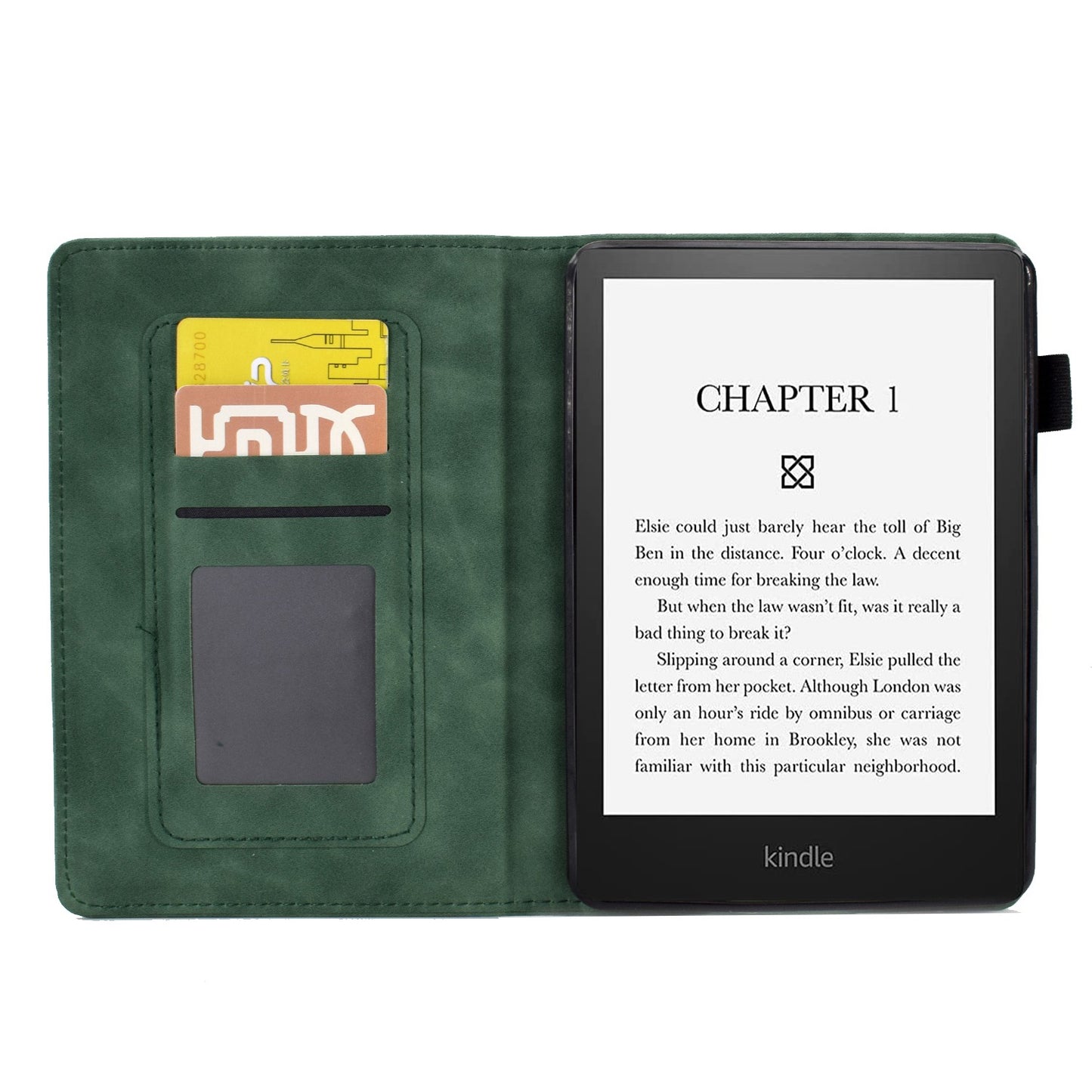 For Amazon Kindle Paperwhite 5 (2021) Love Heart Imprinted PU Leather Flip Stand Case Solid Color Card Holder Protective Cover