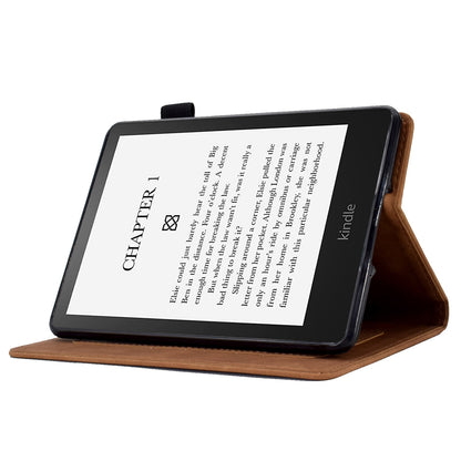 For Amazon Kindle Paperwhite 5 (2021) Love Heart Imprinted PU Leather Flip Stand Case Solid Color Card Holder Protective Cover