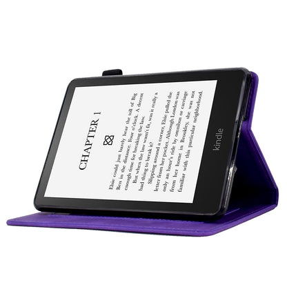 For Amazon Kindle Paperwhite 5 (2021) Love Heart Imprinted PU Leather Flip Stand Case Solid Color Card Holder Protective Cover