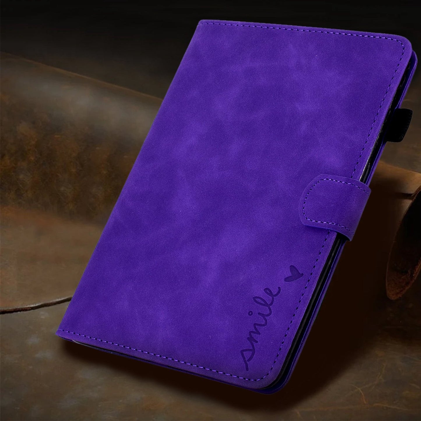 For Amazon Kindle Paperwhite 5 (2021) Love Heart Imprinted PU Leather Flip Stand Case Solid Color Card Holder Protective Cover