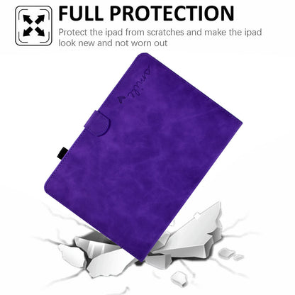 For Amazon Fire HD 8 (2020) Solid Color Heart Shape Imprinted PU Leather Shockproof Cover Card Slots Design Foldable Stand Protective Case