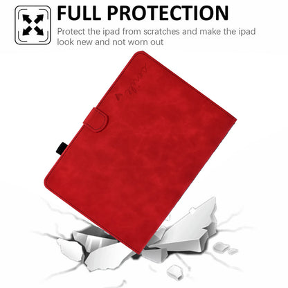 For Amazon Fire 7 (2022) Solid Color Imprinted PU Leather Drop-proof Cover Card Slots Design Flip Stand Protective Case